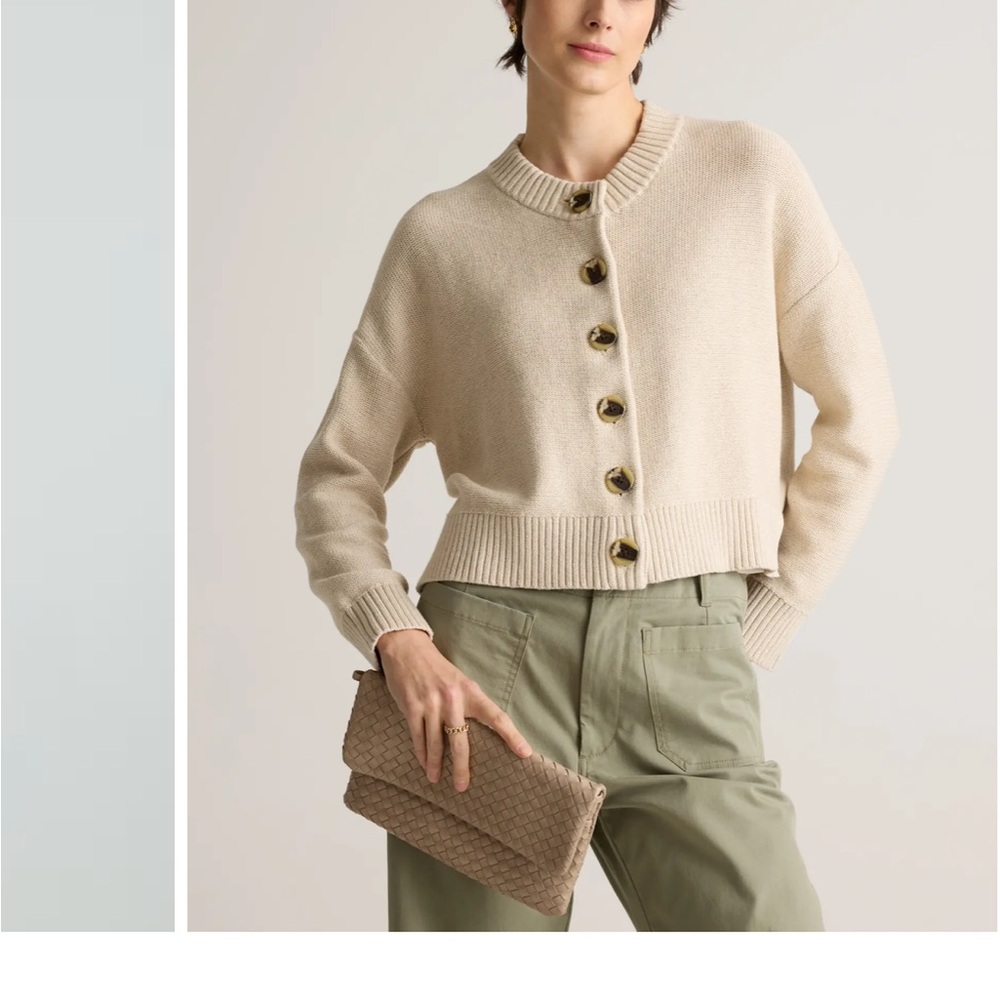 Quince Cream Button-Front Knit Cardigan - Picture 2 of 7